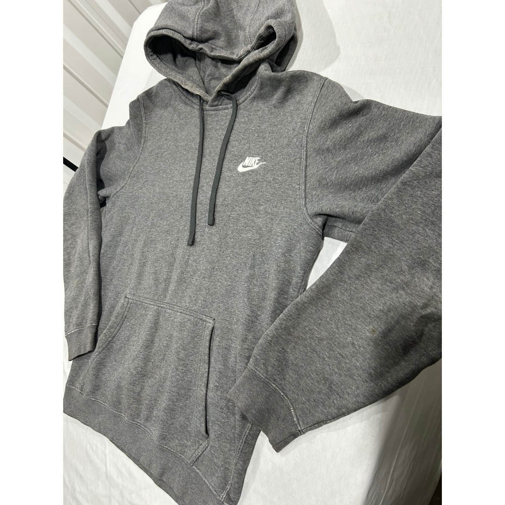Vintage Nike Hoodie Gray Pullover Sweatshirt Embroidered Logo Charcoal Mens M - Picture 1 of 5